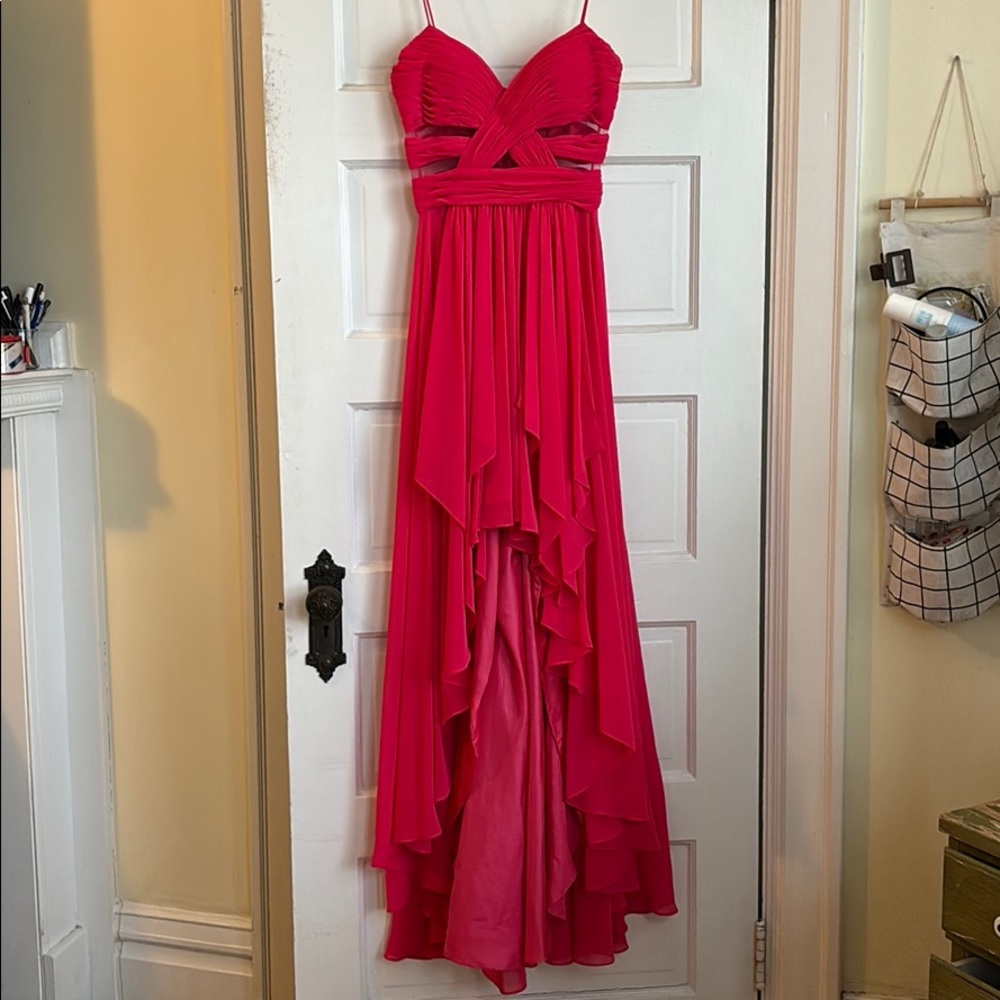 Dark pink prom gown